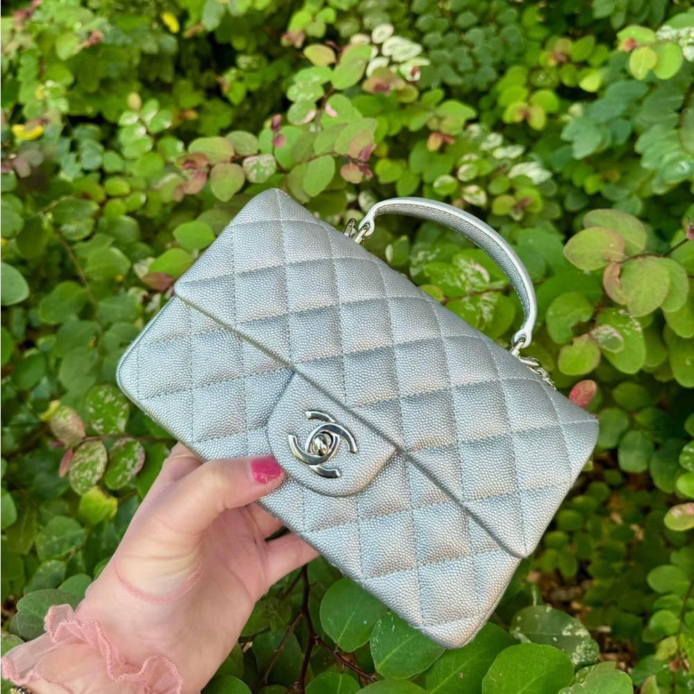 Chanel metallic silver mini